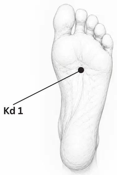 Drawing showing where to find the point Gushing Spring (KD1)